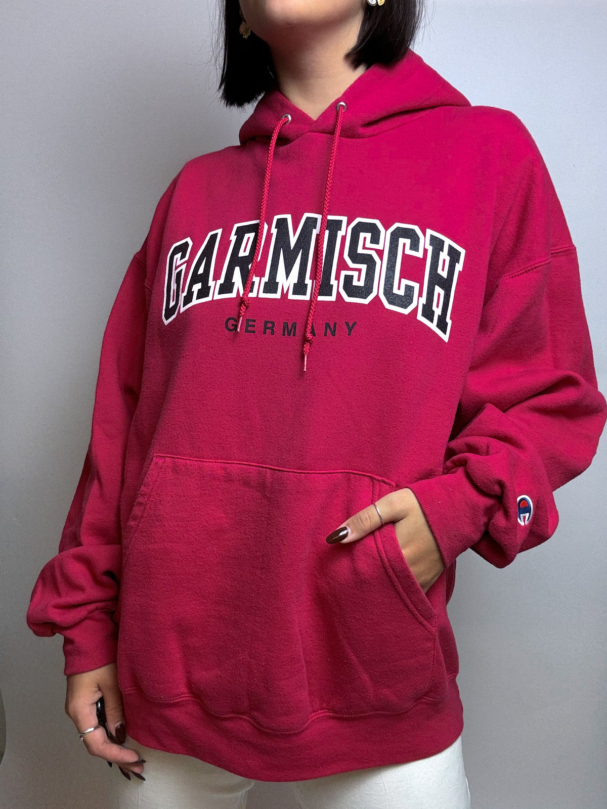 Pink sweater with vintage lettering XL 