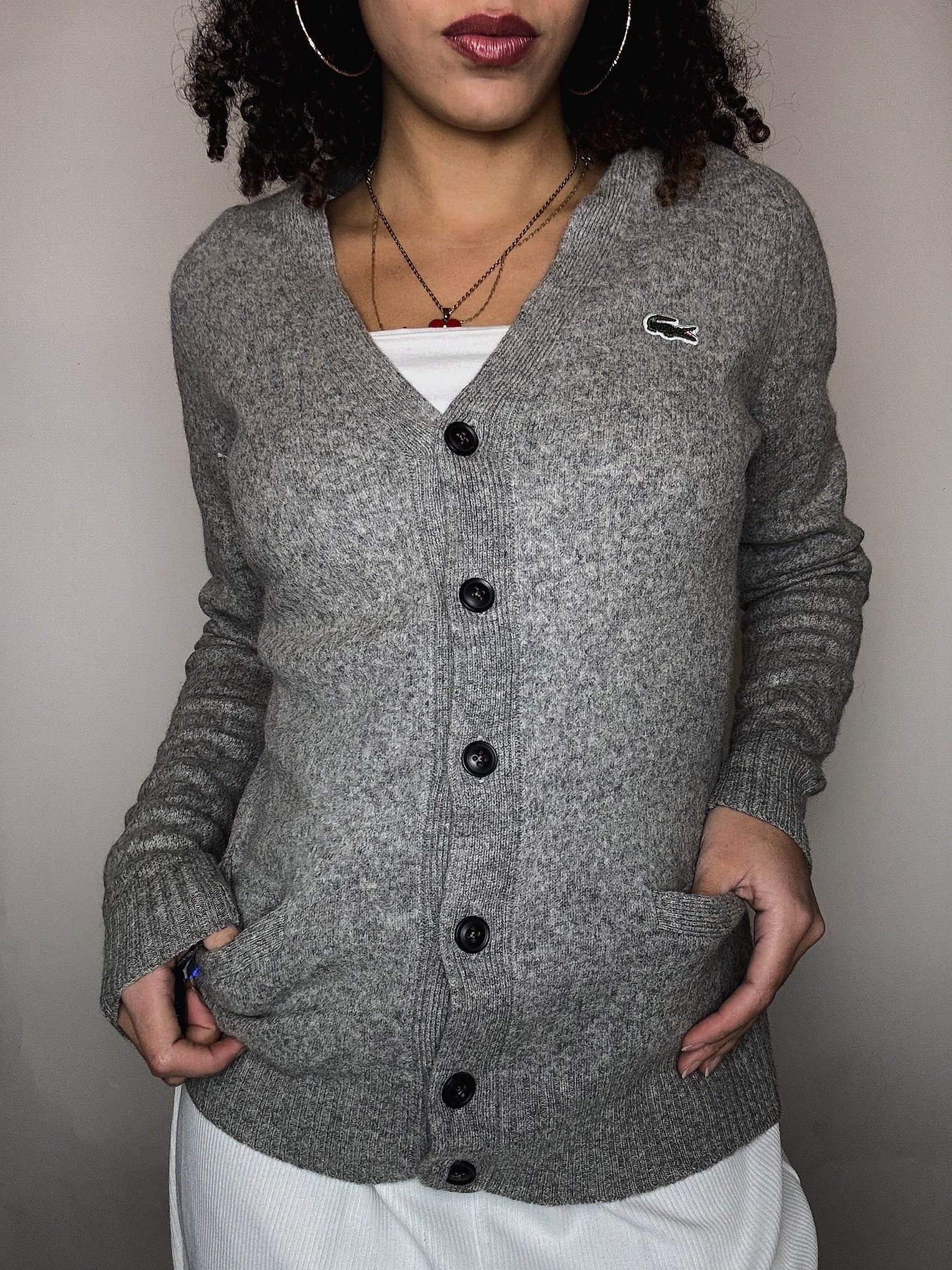 Cardigan gris Lacoste M vintage