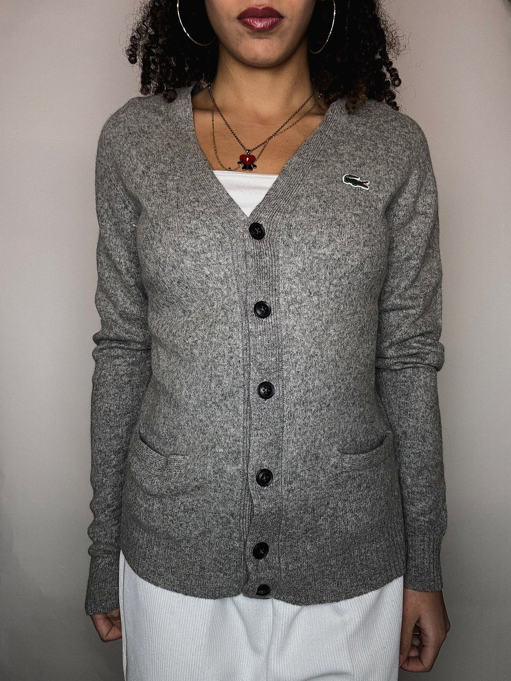 Cardigan gris Lacoste M vintage