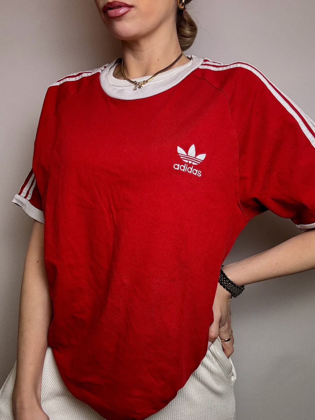Tee shirt rouge ADIDAS L vintage