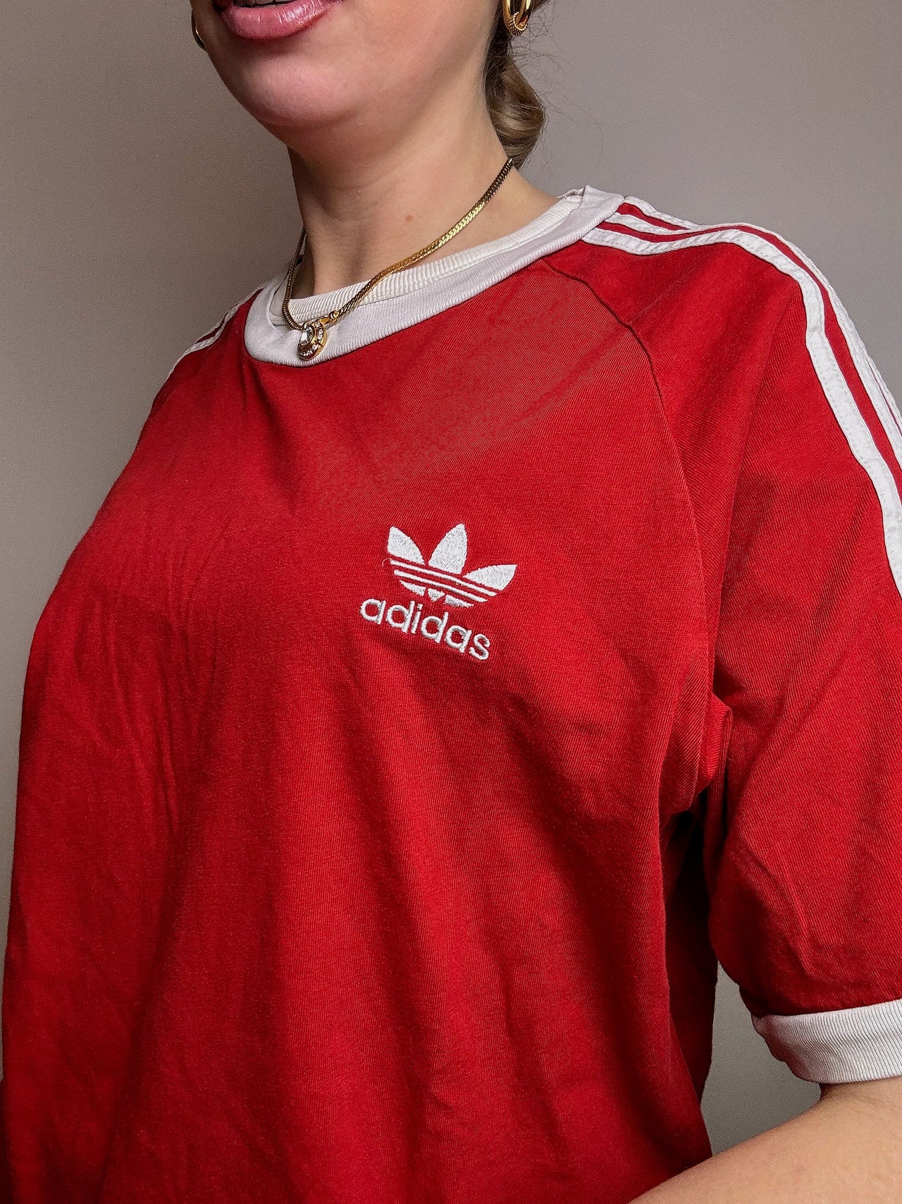 ADIDAS L Vintage braunes T-Shirt