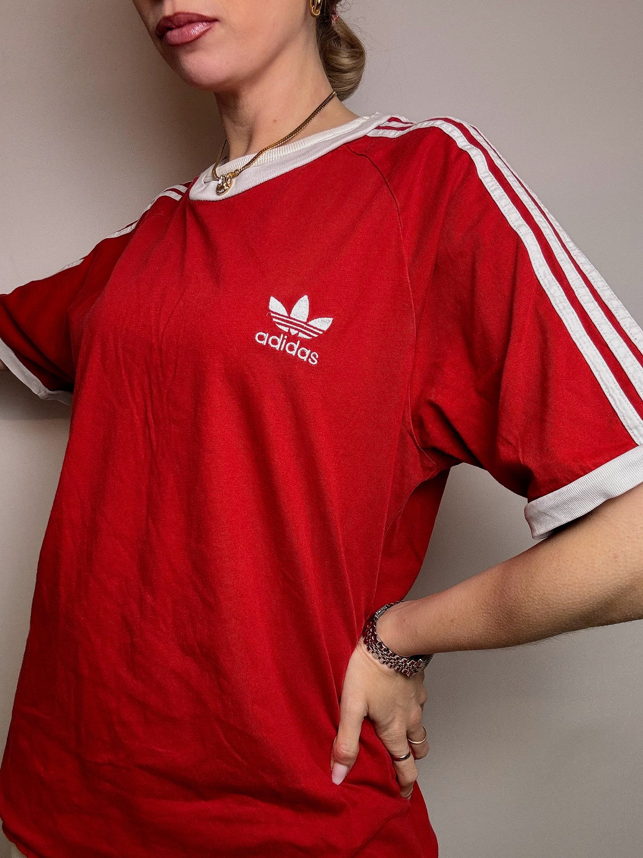 ADIDAS L Vintage braunes T-Shirt