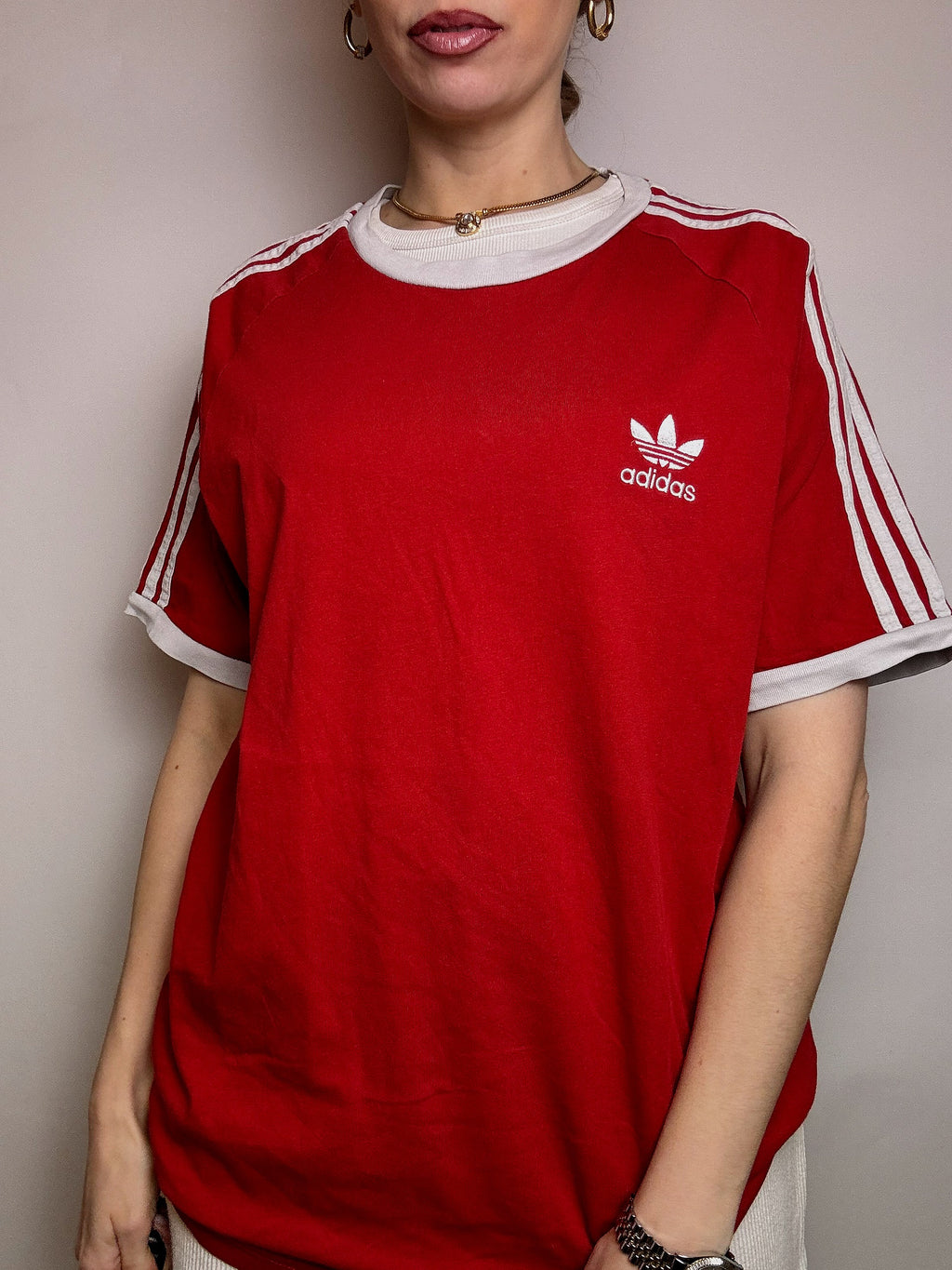 Tee shirt rouge ADIDAS L vintage