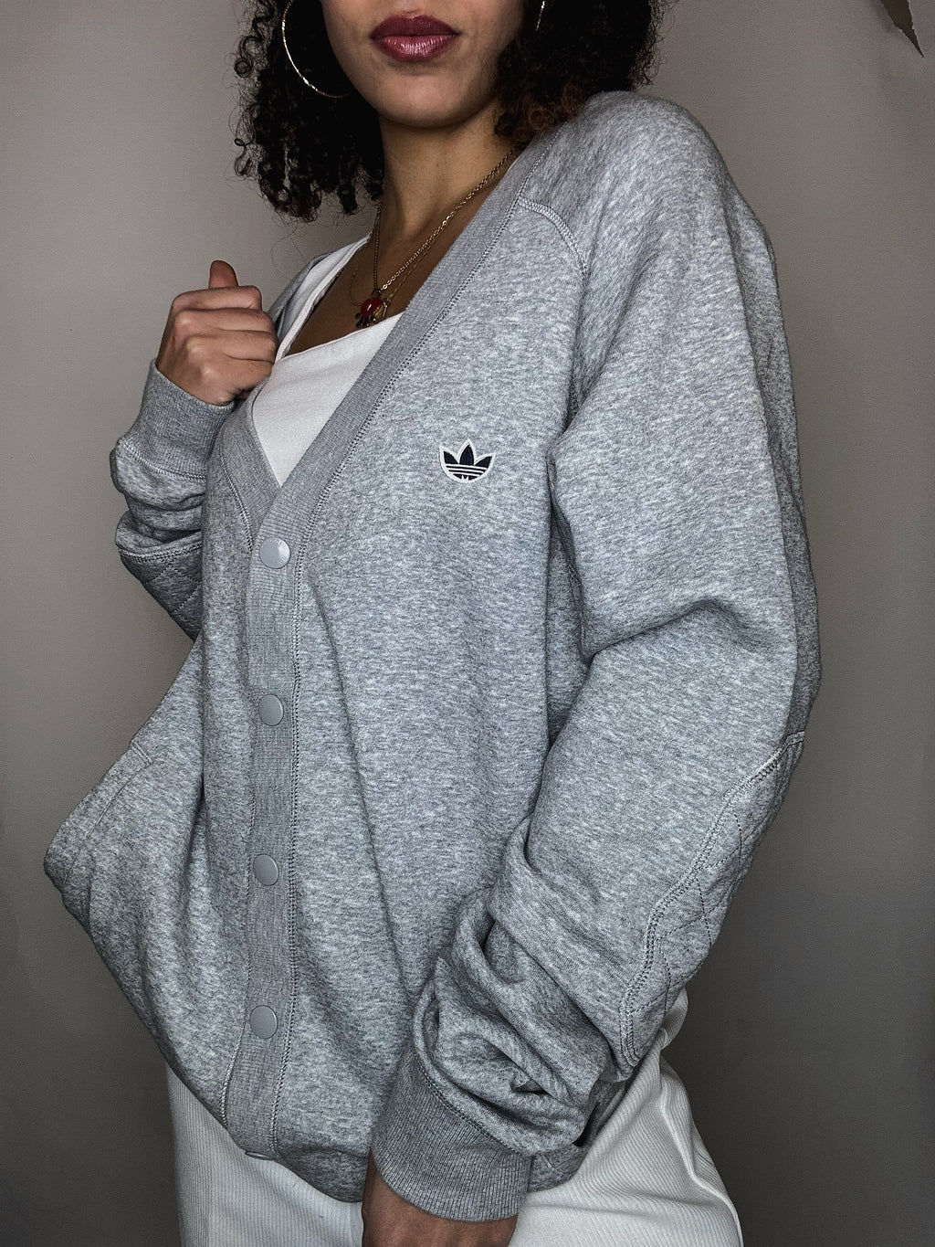 Adidas Strickjacke grau L Vintage