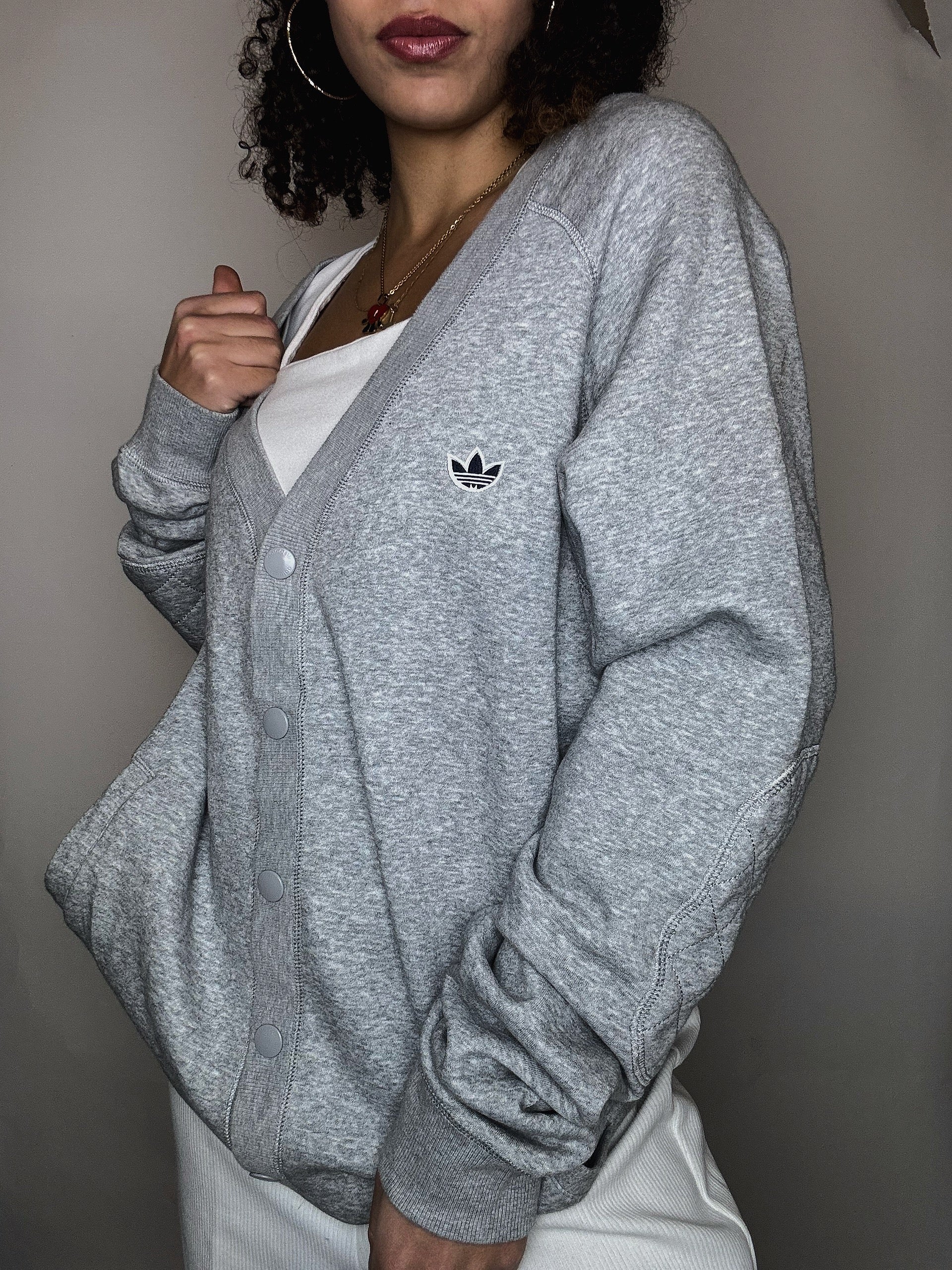 Adidas Strickjacke grau L Vintage