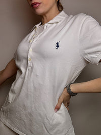 RALPH LAUREN XL Vintage weißes Kurzarm-Poloshirt