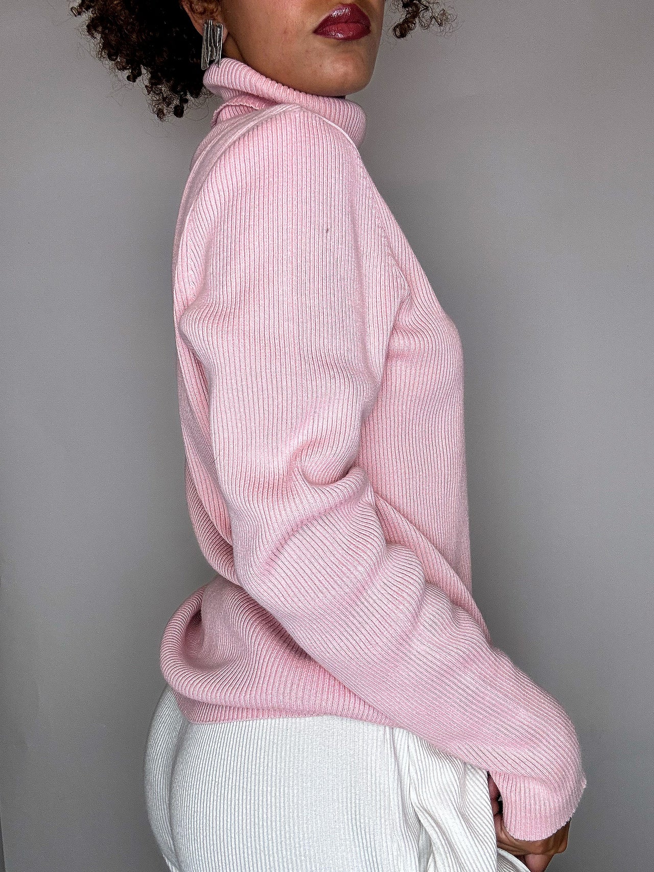 Pull à col roulé rose RALPH LAUREN XL vintage