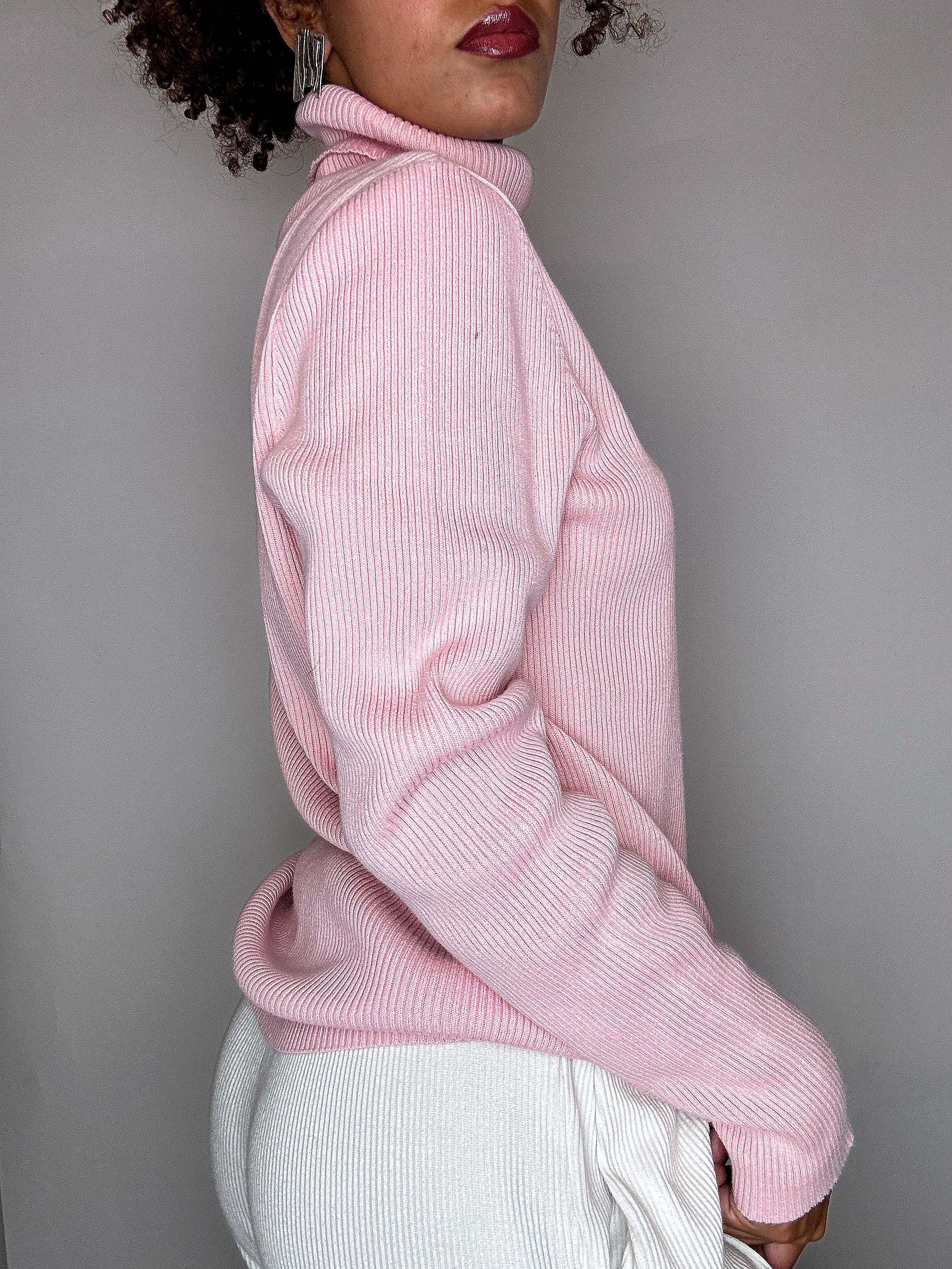 Pull à col roulé rose RALPH LAUREN XL vintage