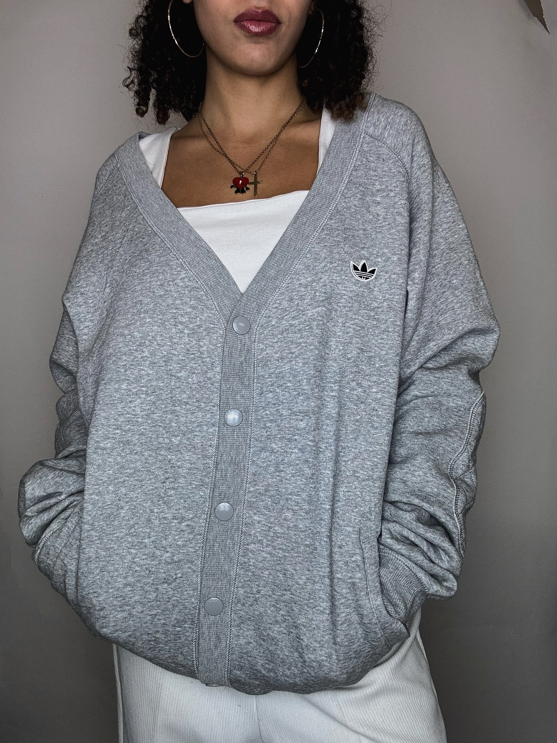 Adidas Strickjacke grau L Vintage