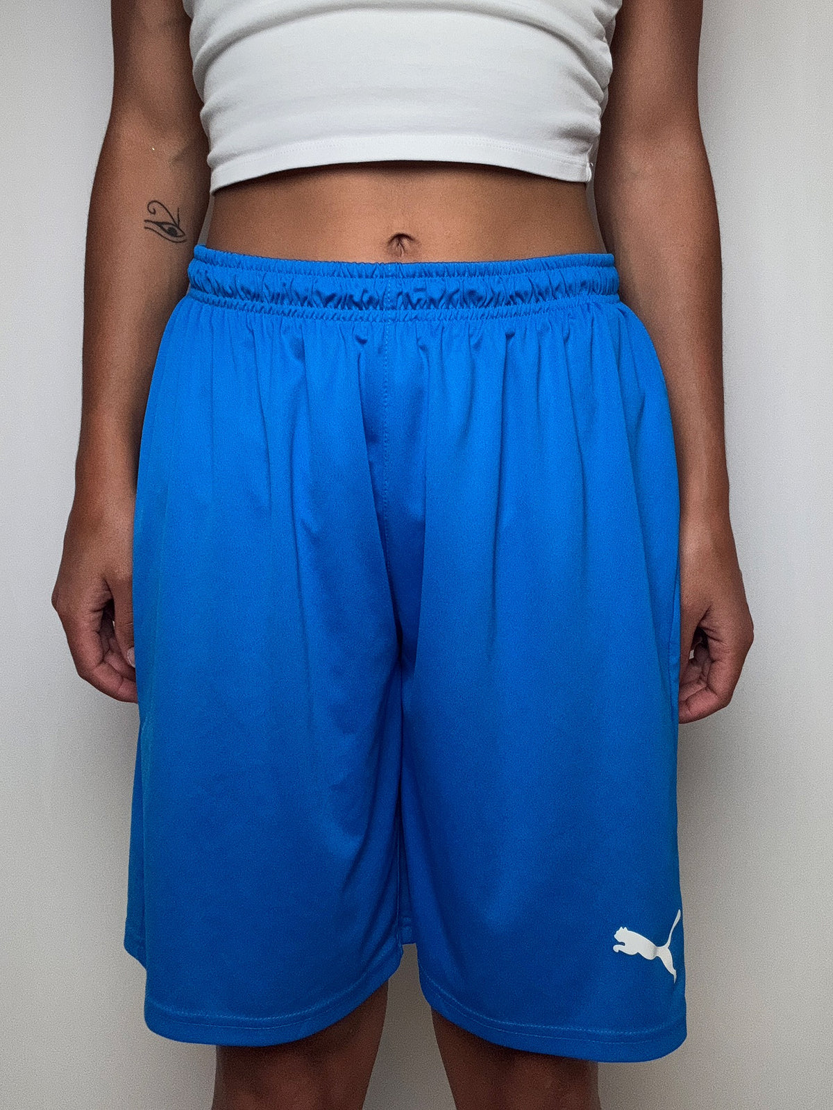 Short de sport bleu Puma L vintage