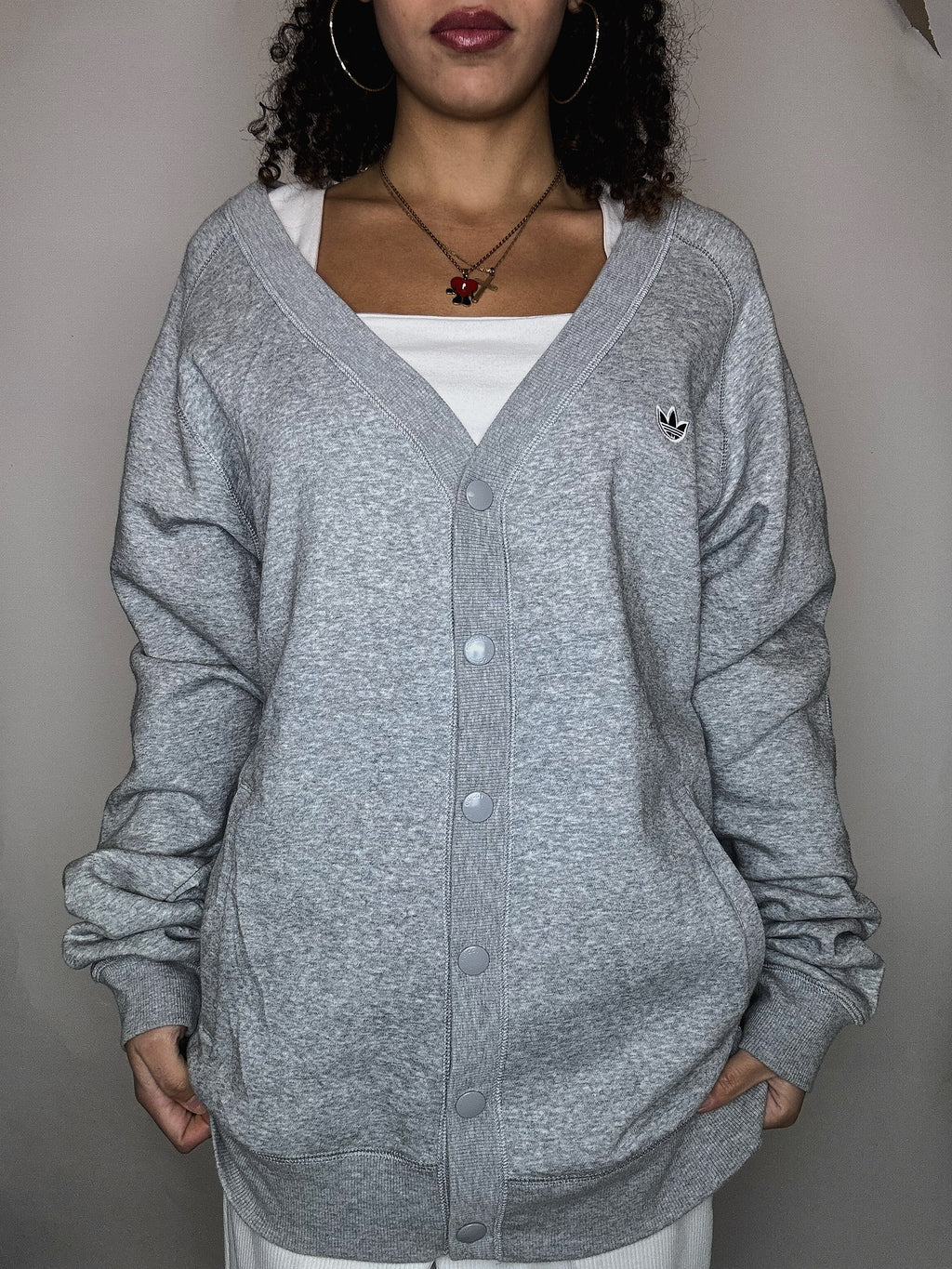 Adidas Strickjacke grau L Vintage