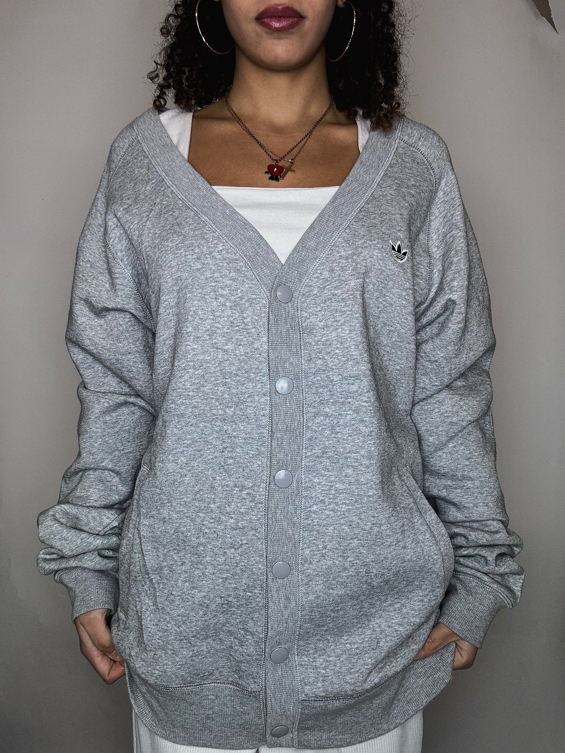 Adidas Strickjacke grau L Vintage