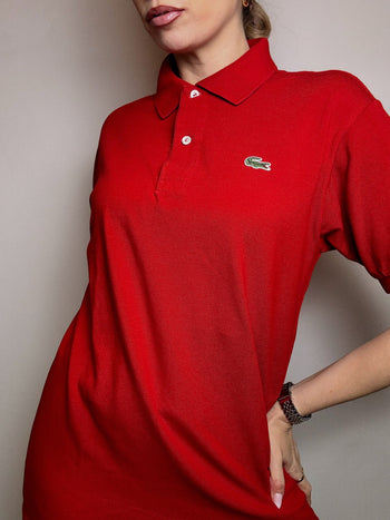 LACOSTE M Vintage rotes Kurzarm-Poloshirt