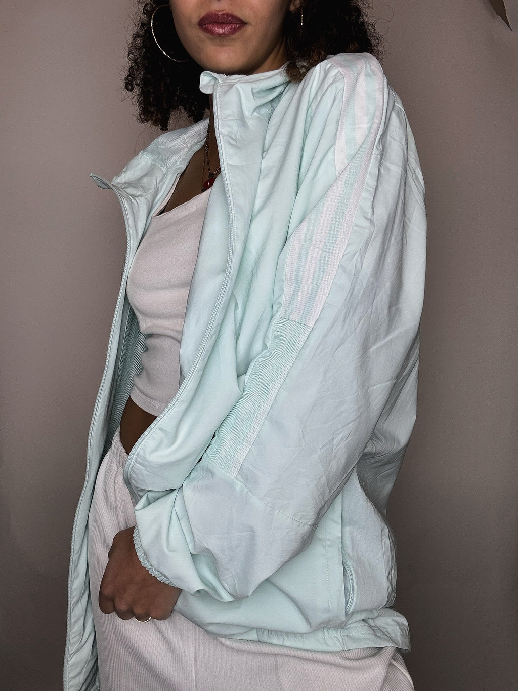 Jacket de sport de vert d'eau Adidas M vintage