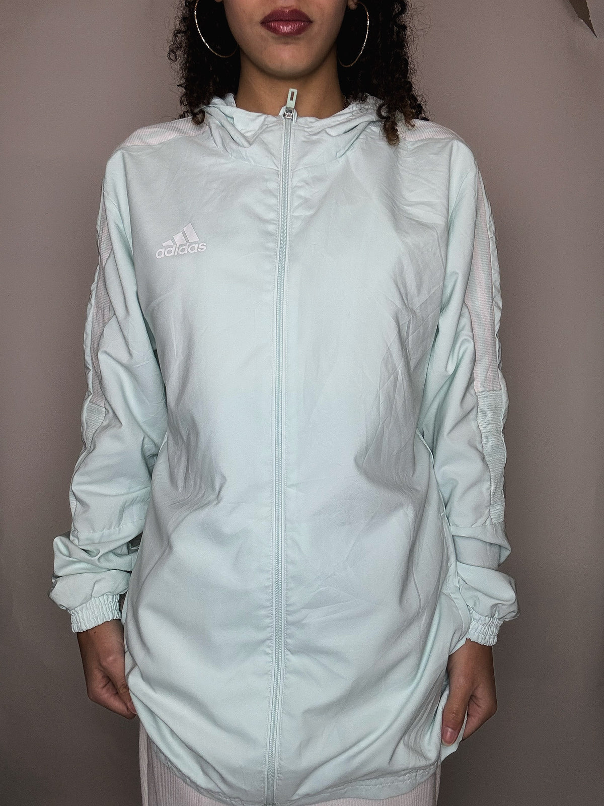 Jacket de sport de vert d'eau Adidas M vintage