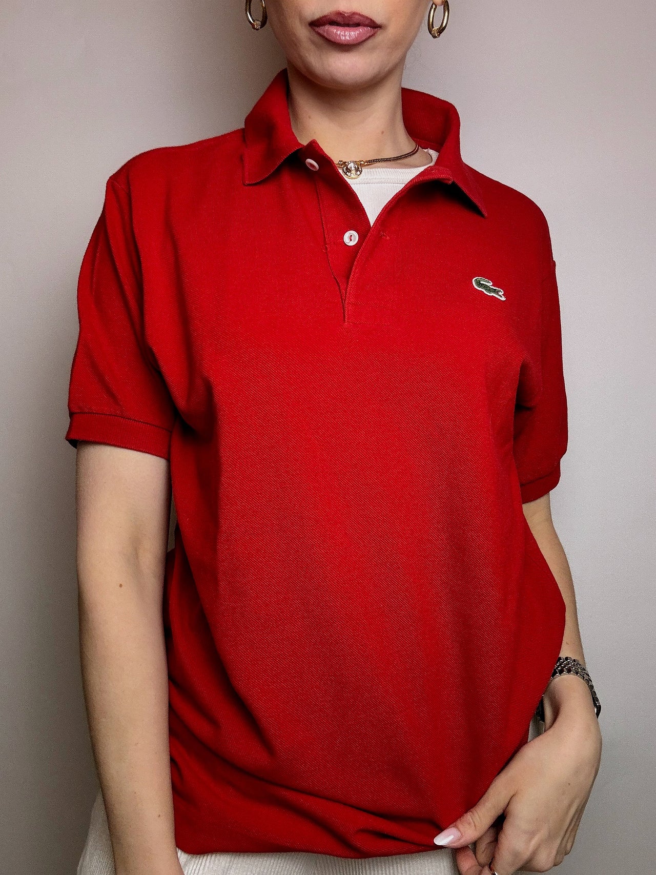 LACOSTE M Vintage red short-sleeved polo shirt