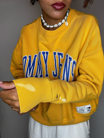 Sweat jaune TOMMY HILFIGER S vintage
