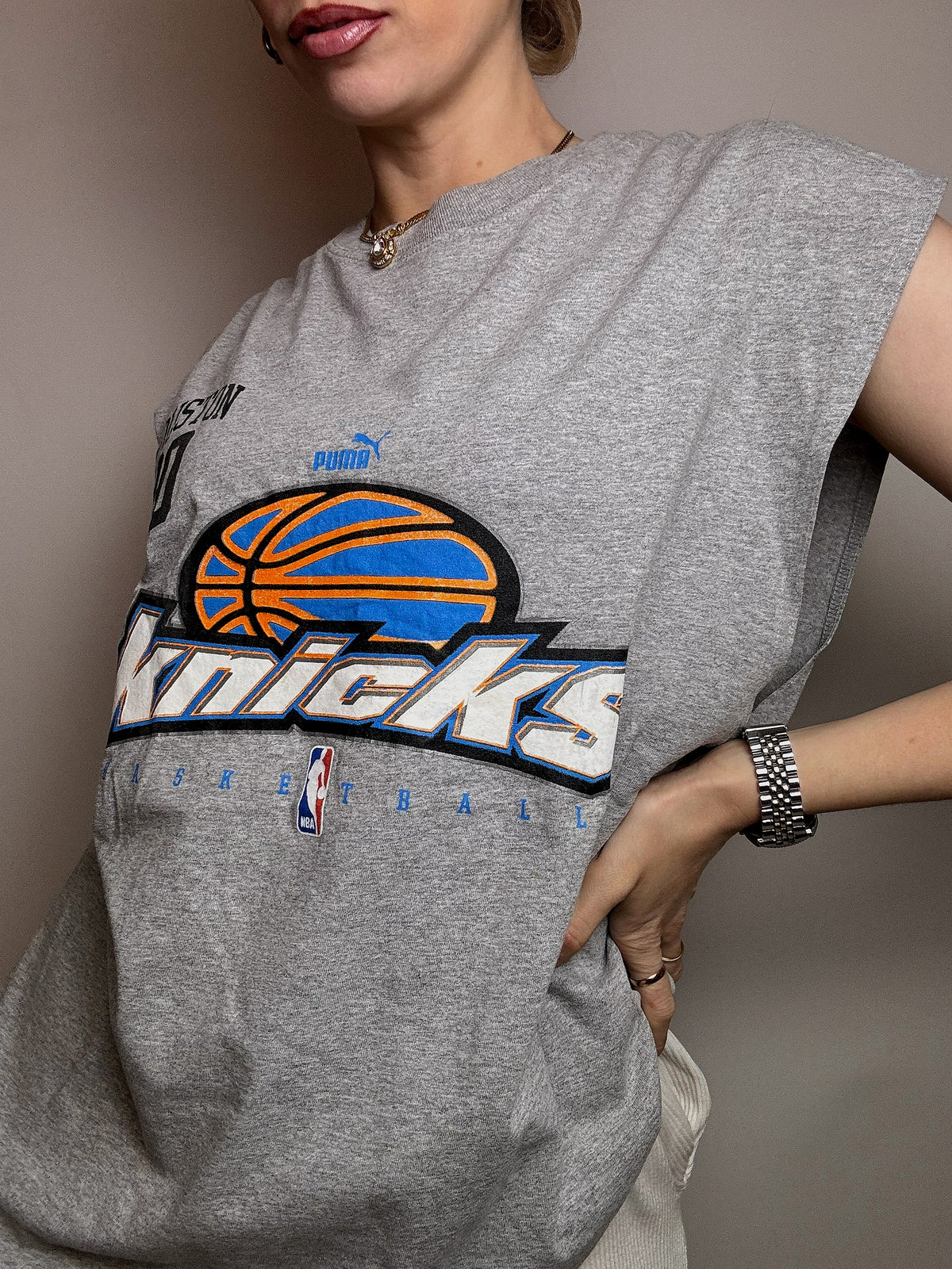 PUMA x NY KNICKS L Grey Basketball Tank Top