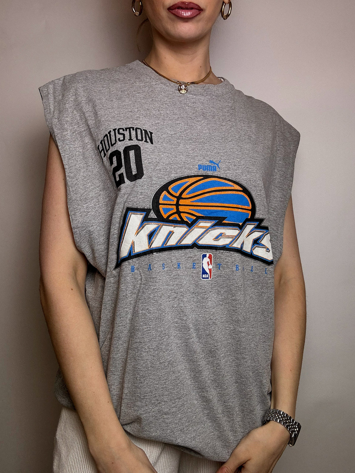 PUMA x NY KNICKS L Grey Basketball Tank Top