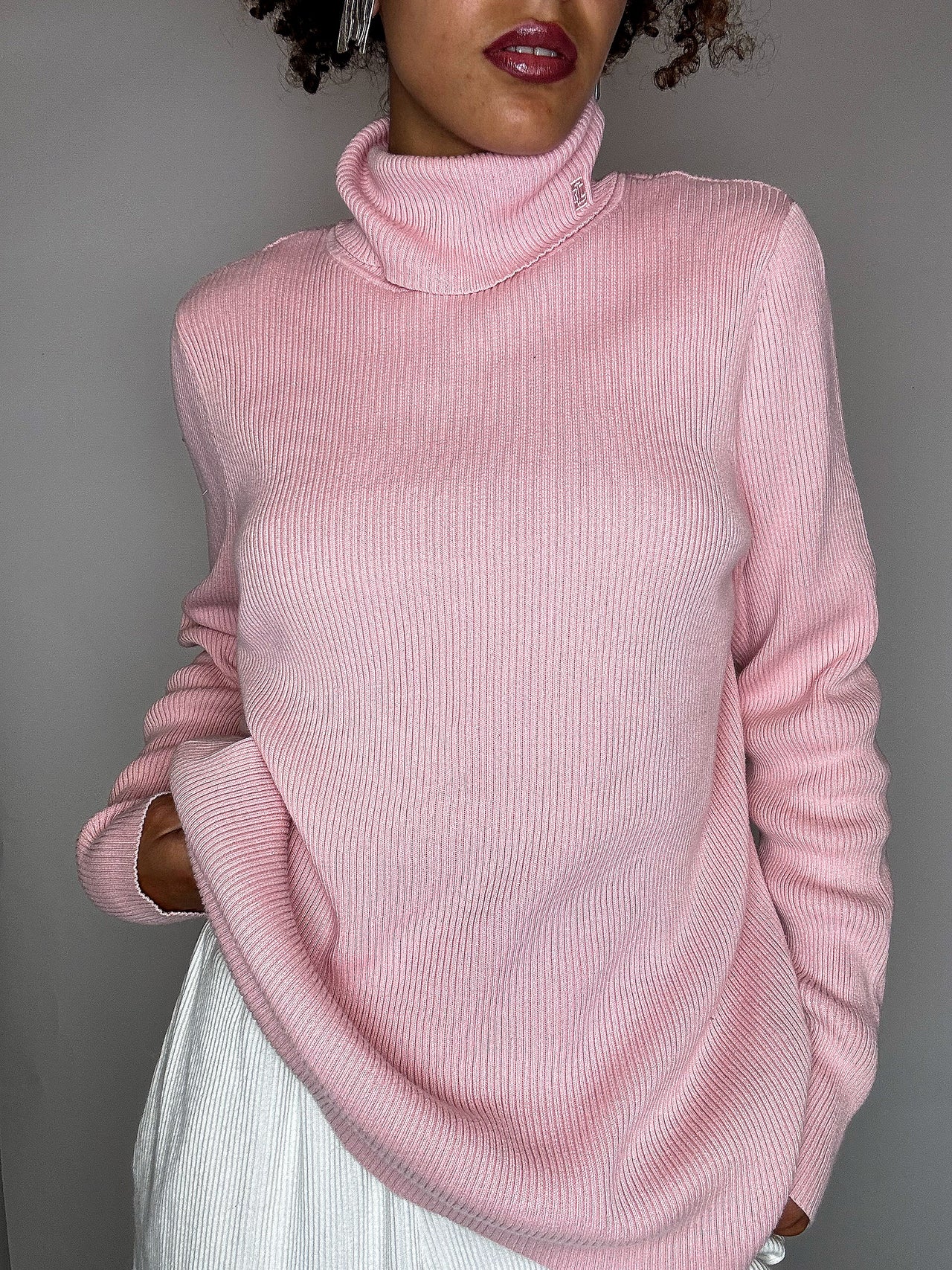 Pull à col roulé rose RALPH LAUREN XL vintage