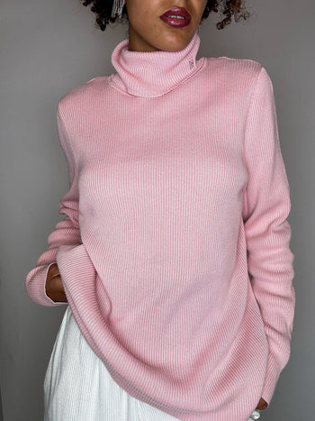 Pull à col roulé rose RALPH LAUREN XL vintage
