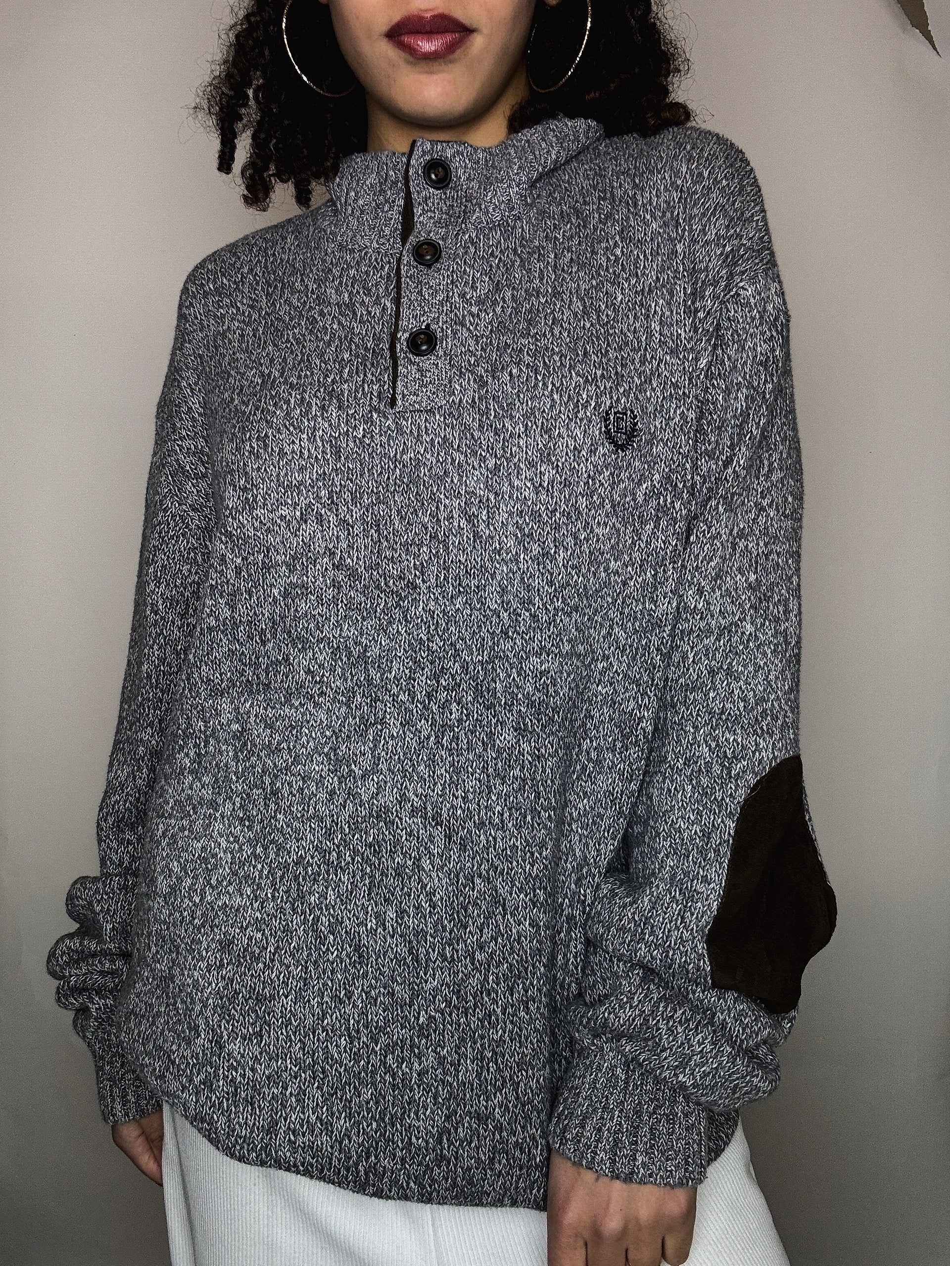 Pull en maille chiné Chaps XL vintage