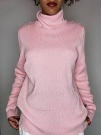 Pull à col roulé rose RALPH LAUREN XL vintage