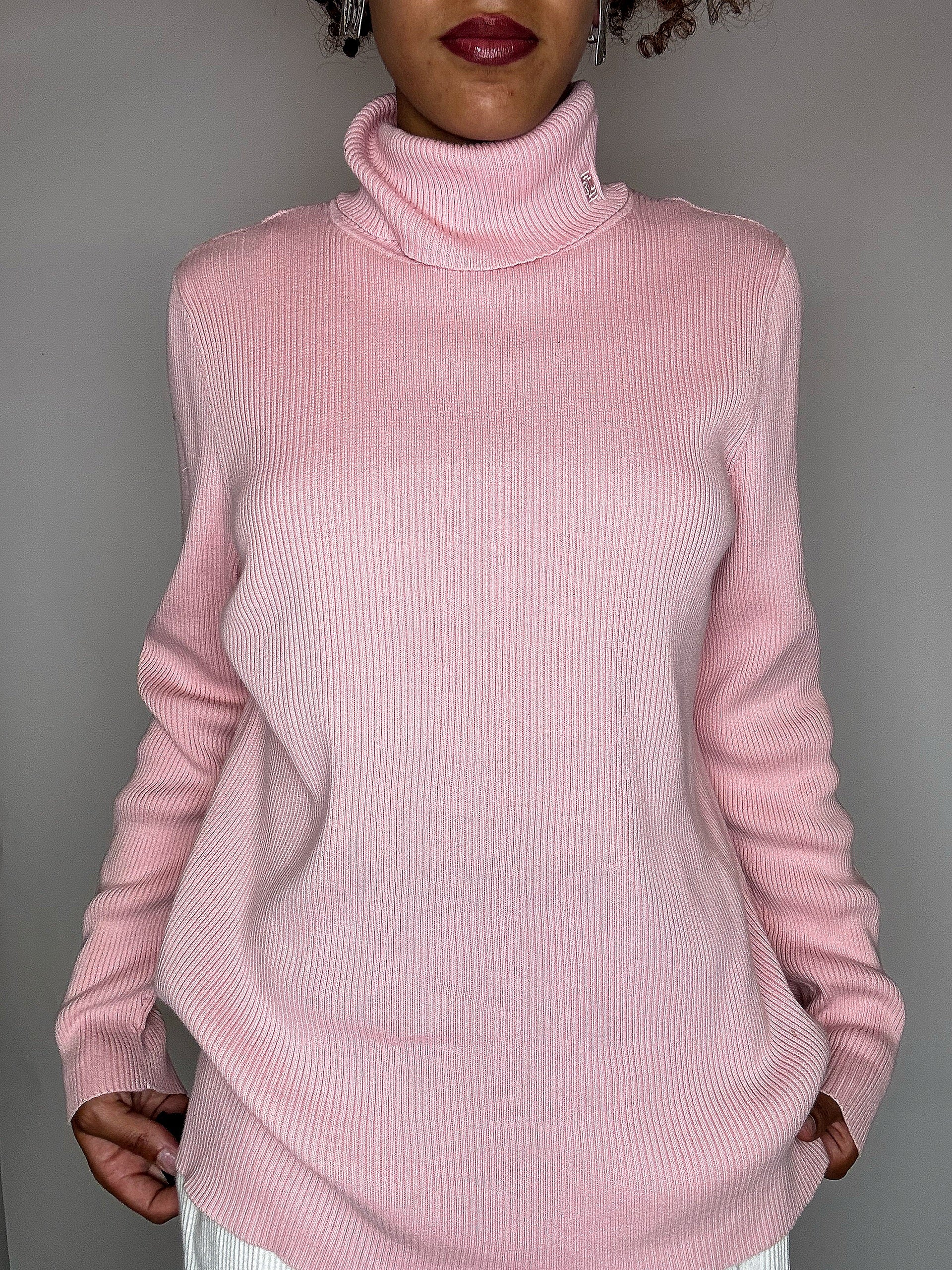 Pull à col roulé rose RALPH LAUREN XL vintage