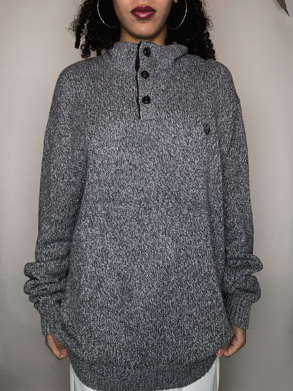 Pull en maille chiné Chaps XL vintage
