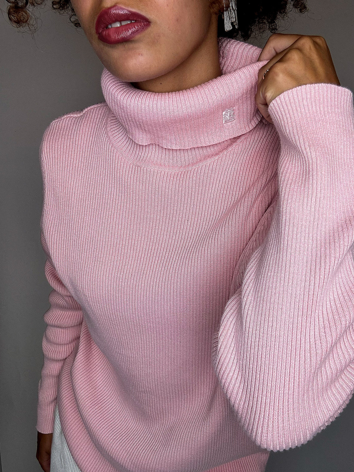 Pull à col roulé rose RALPH LAUREN XL vintage