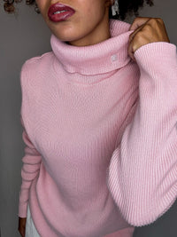 Pull à col roulé rose RALPH LAUREN XL vintage