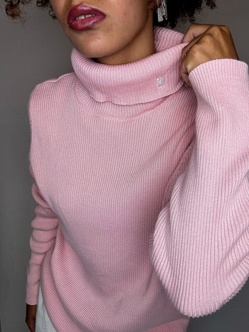 Pull à col roulé rose RALPH LAUREN XL vintage