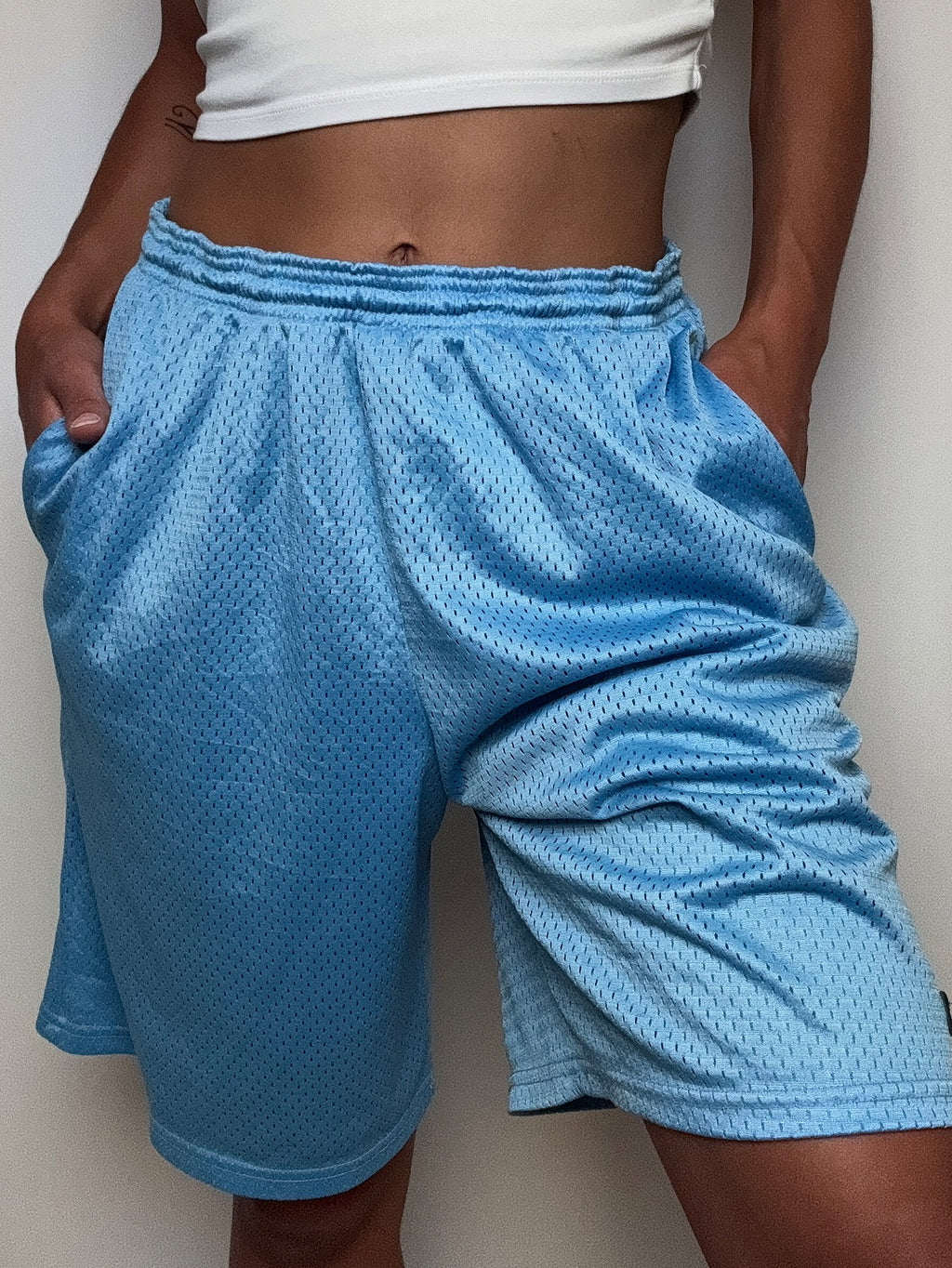 Short de sport bleu ciel Champion L vintage