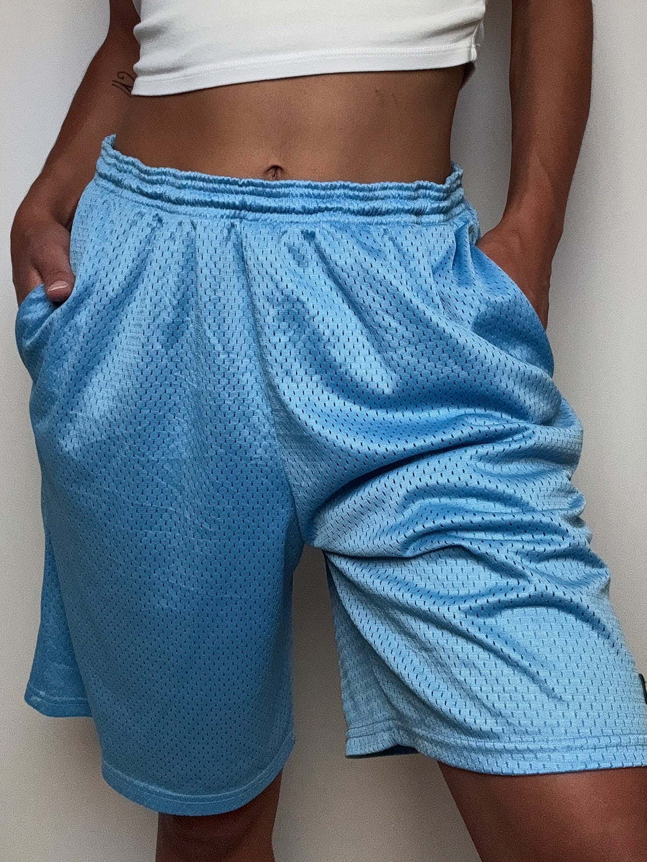 Short de sport bleu ciel Champion L vintage