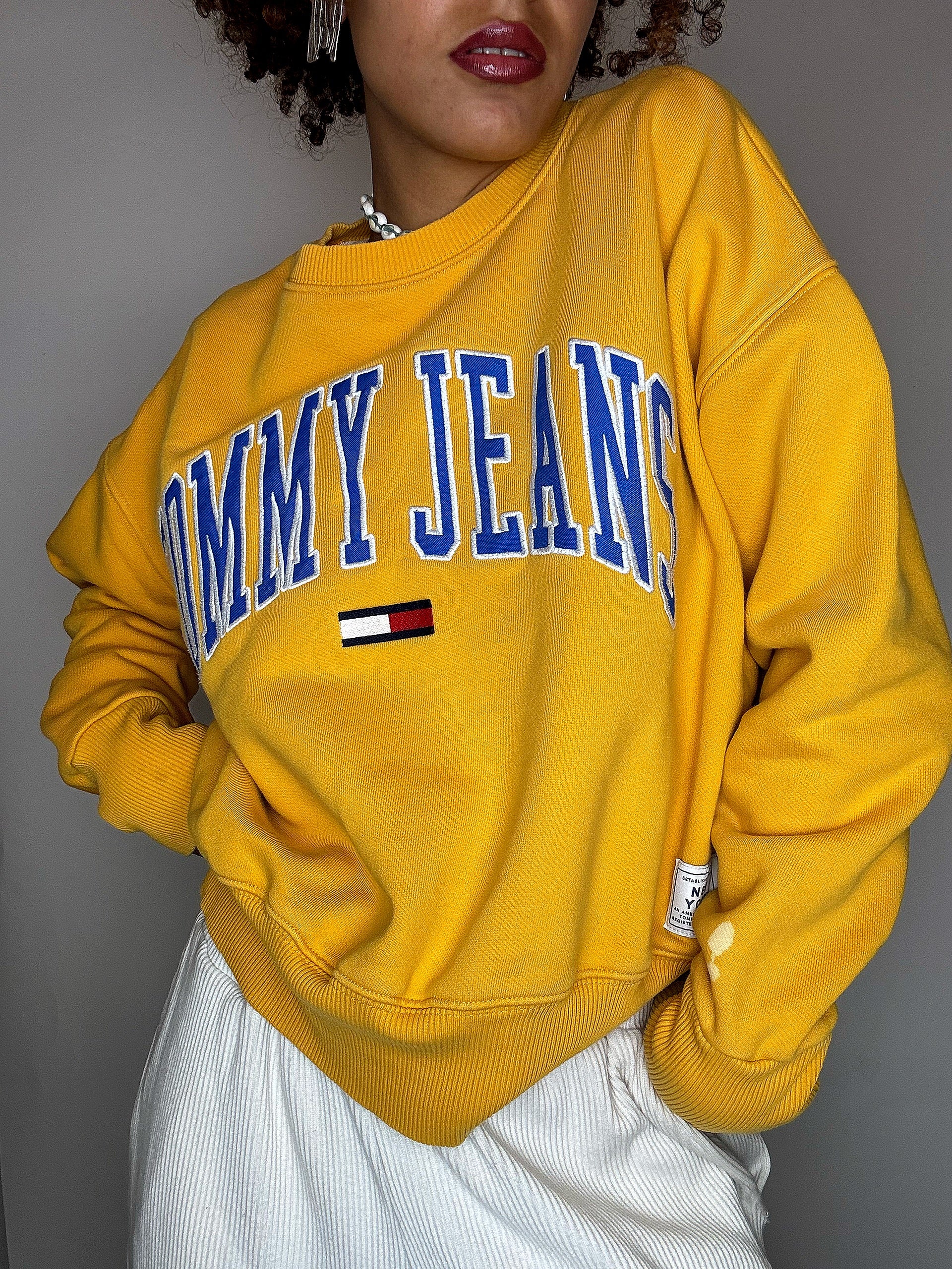 Sweat jaune TOMMY HILFIGER S vintage