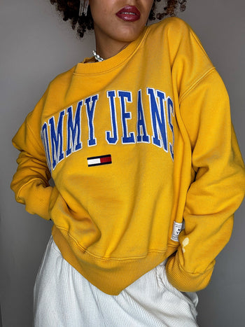 Sweat jaune TOMMY HILFIGER S vintage