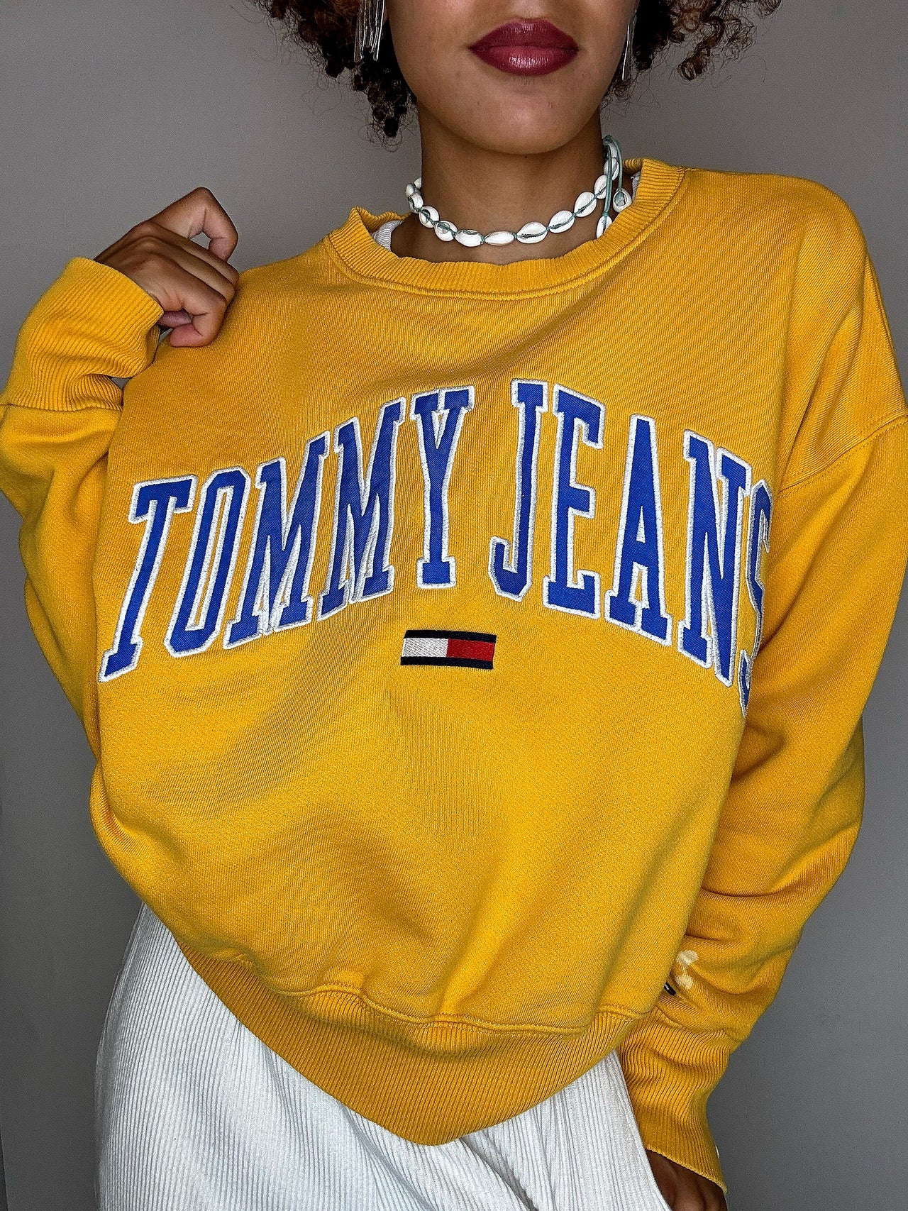 Sweat jaune TOMMY HILFIGER S vintage