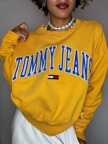 Sweat jaune TOMMY HILFIGER S vintage