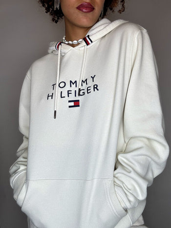 Sweat à capuche crème TOMMY HULFIGER L vintage