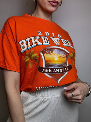 GILDAN x BIKE WEEK L vintage orange t-shirt