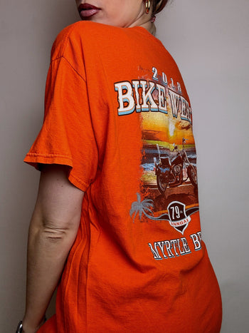 GILDAN x BIKE WEEK L vintage orange t-shirt