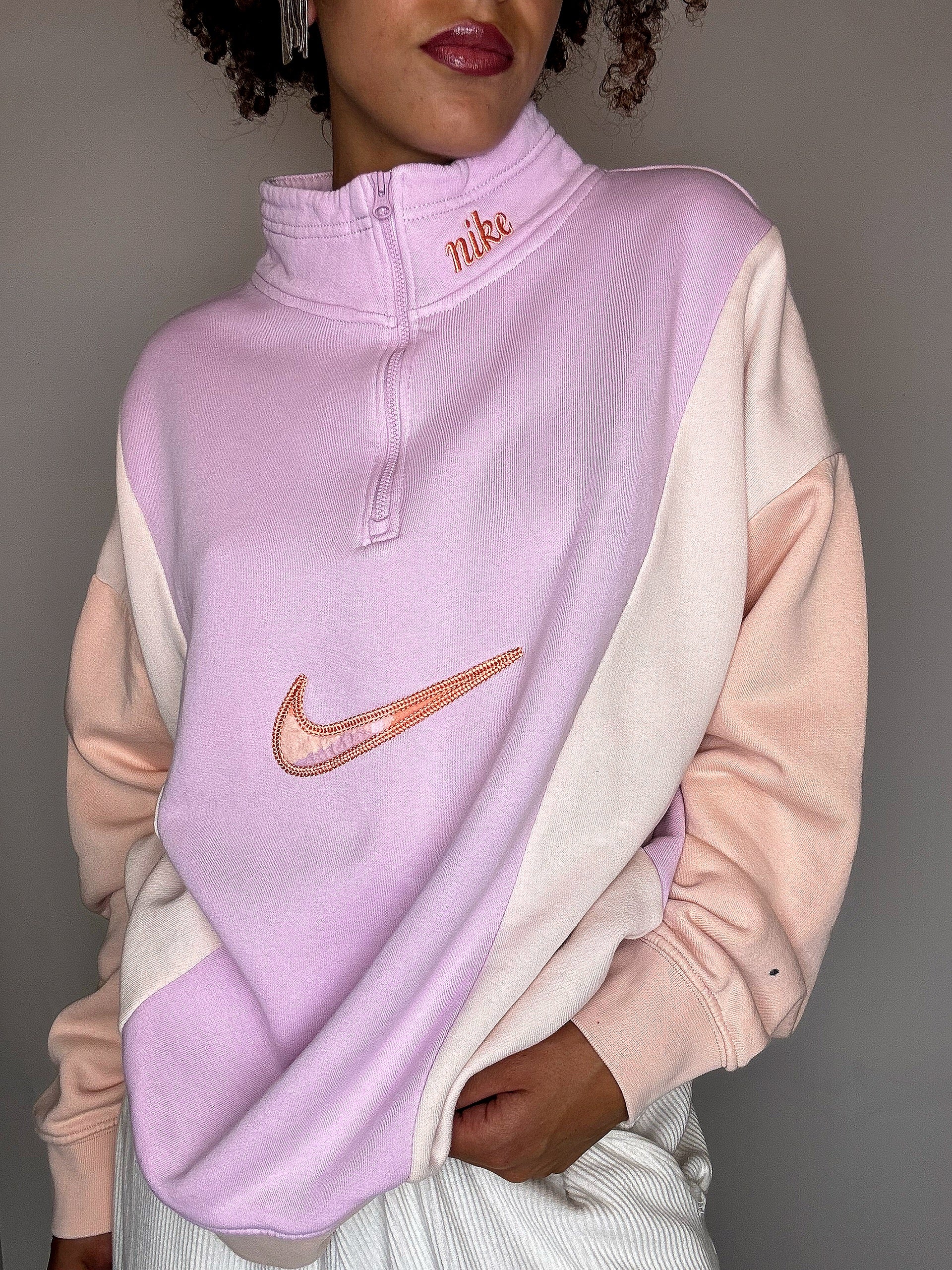 Sweat col cheminée rose NIKE M vintage