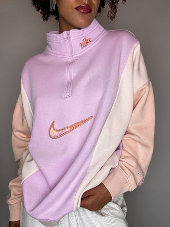 Sweat col cheminée rose NIKE M vintage