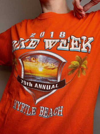 GILDAN x BIKE WEEK L vintage orange t-shirt