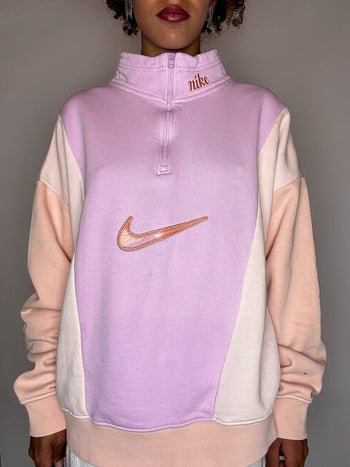 Sweat col cheminée rose NIKE M vintage