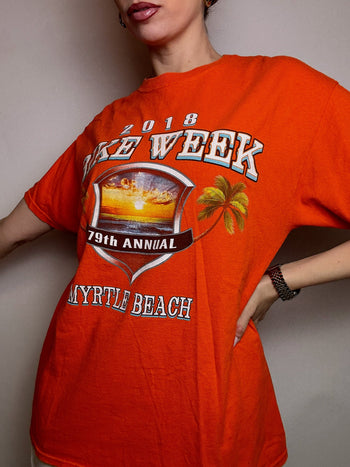 GILDAN x BIKE WEEK L vintage orange t-shirt