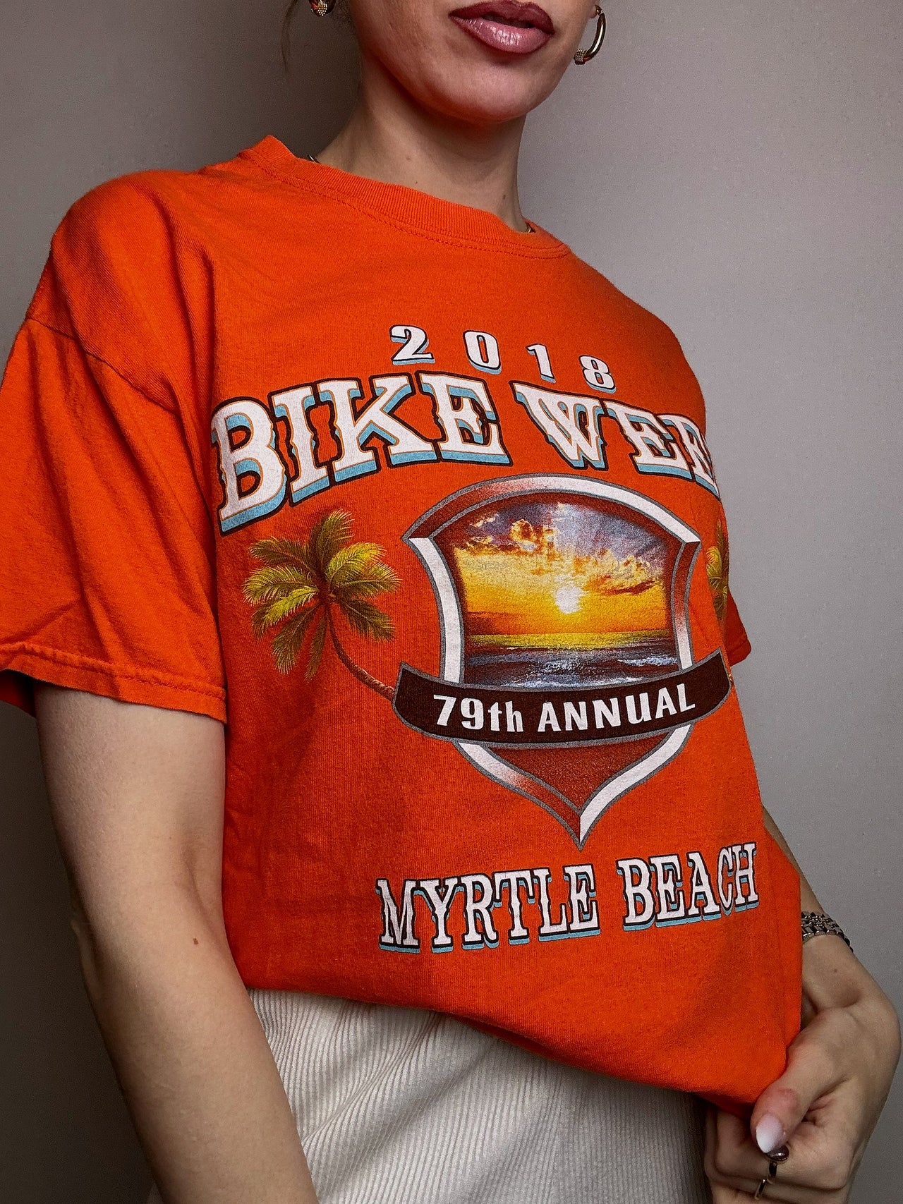 GILDAN x BIKE WEEK L vintage orange t-shirt