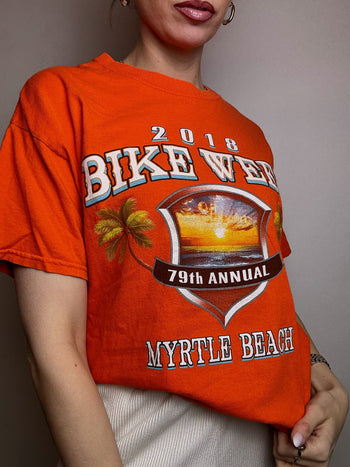 Tee shirt orange GILDAN x BIKE WEEK L vintage