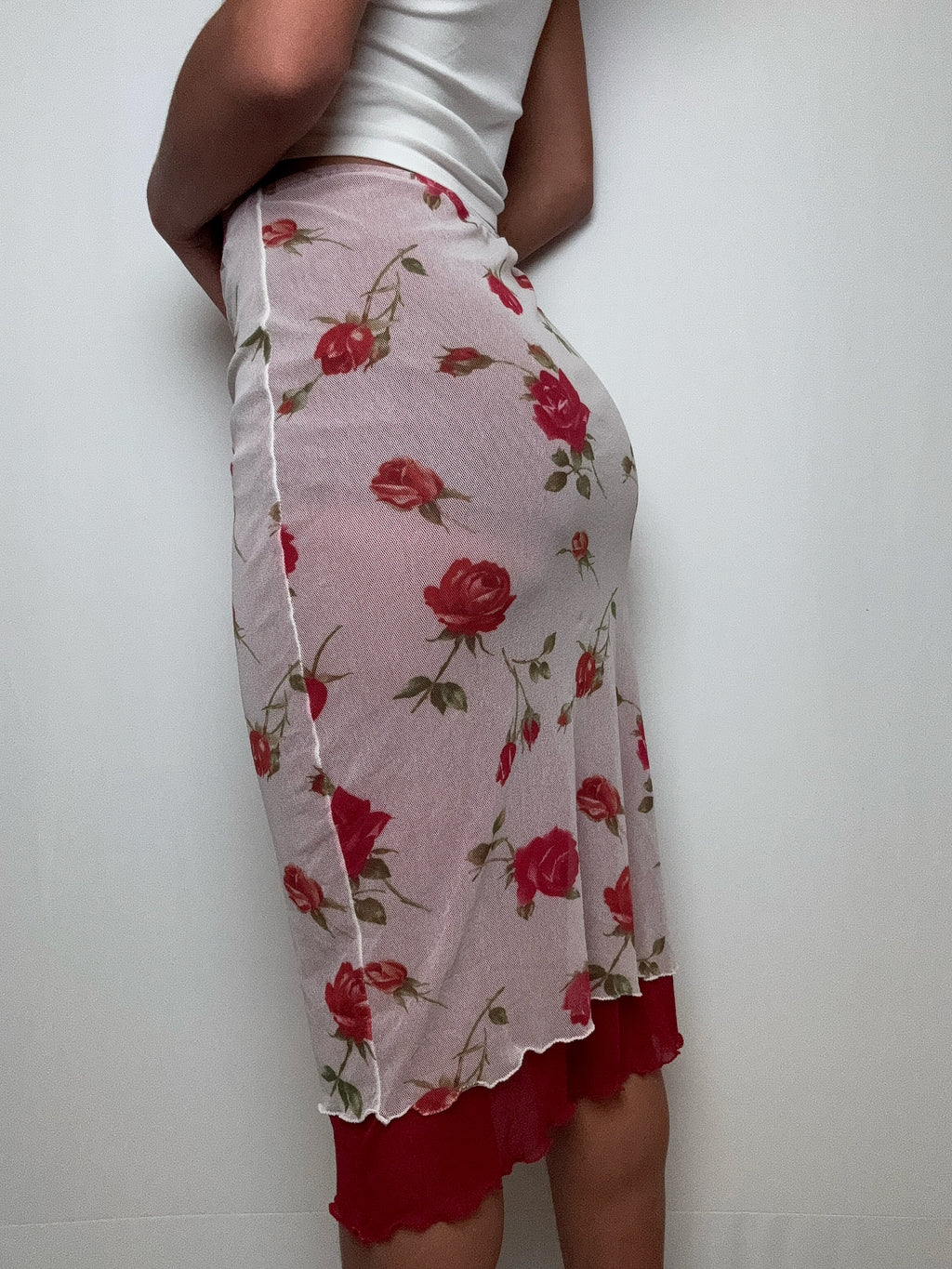 Jupe mi longue en mesh S/M vintage
