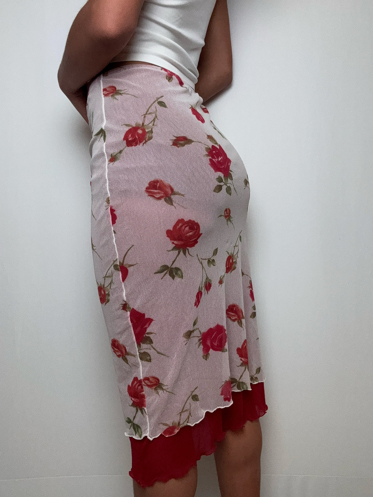 Jupe mi longue en mesh S/M vintage